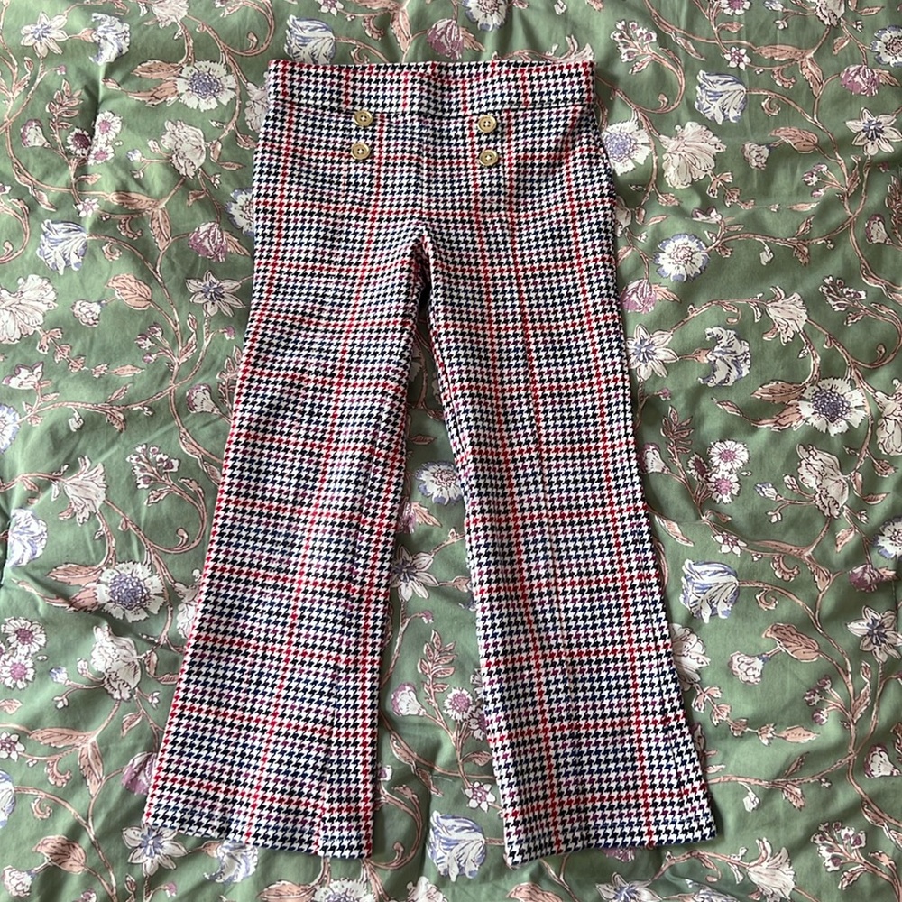 Cropped houndstooth Janie and Jack bell bottoms with gold buttons